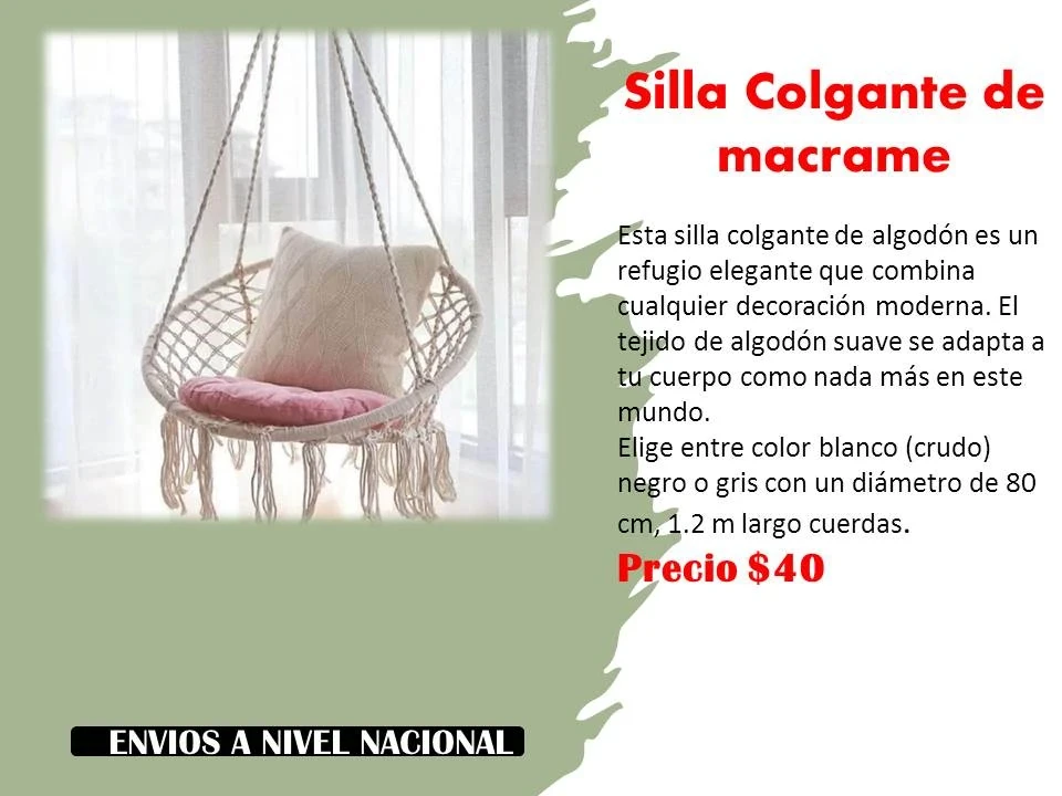 Silla colgante, macrame 