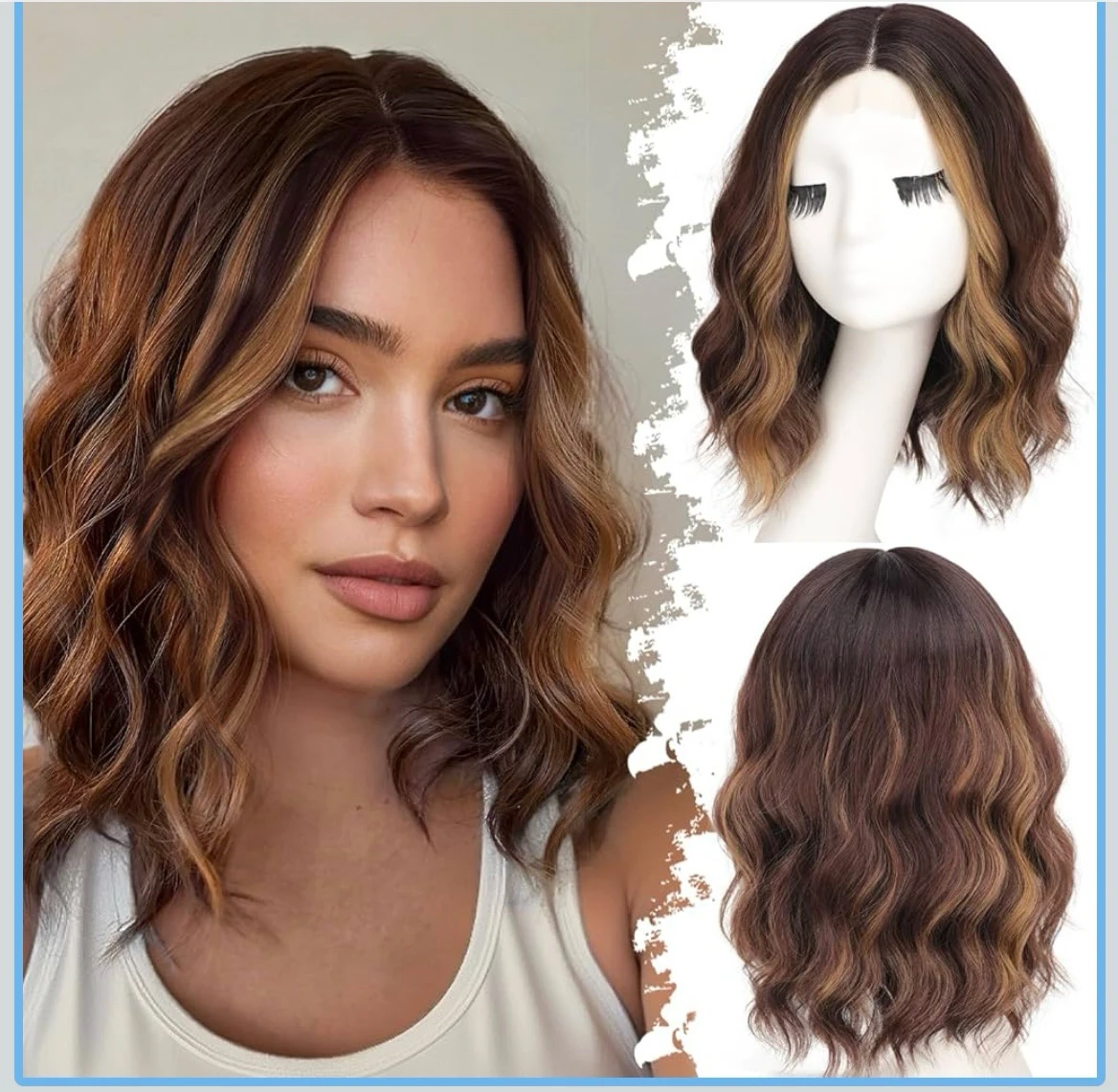 Peluca Semi natural de 14” frontla 2x1