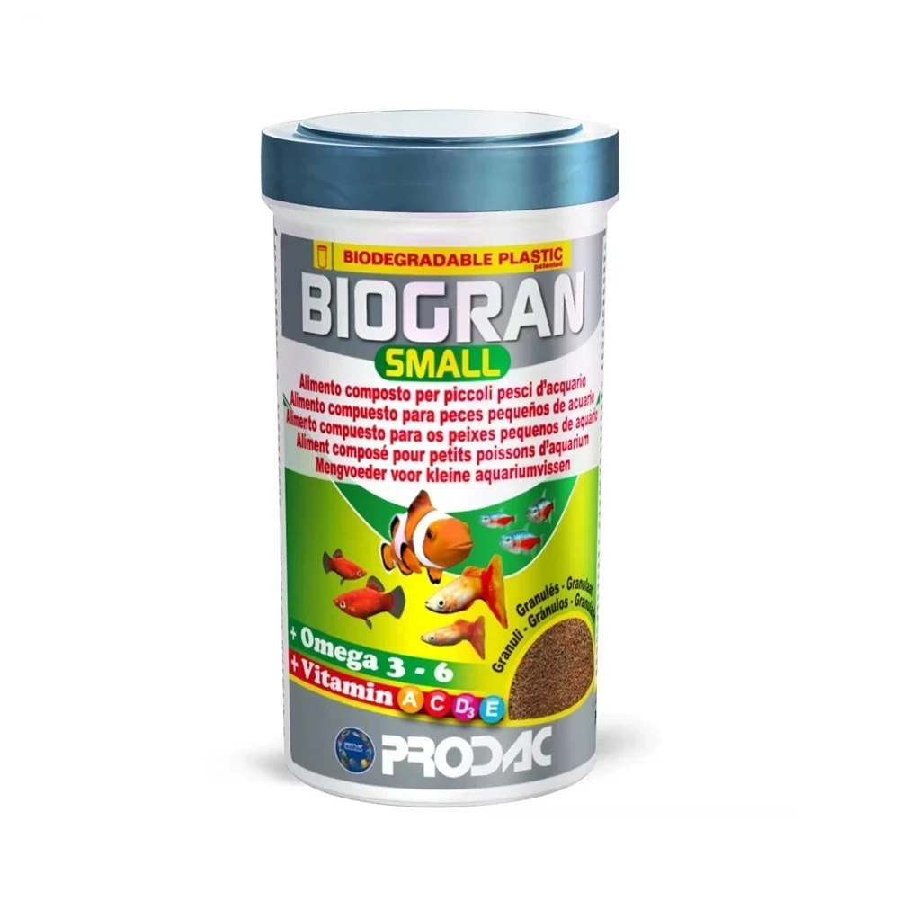 Alimento granulado para peces pequeños - Biogran Small Prodac x 130 grs.