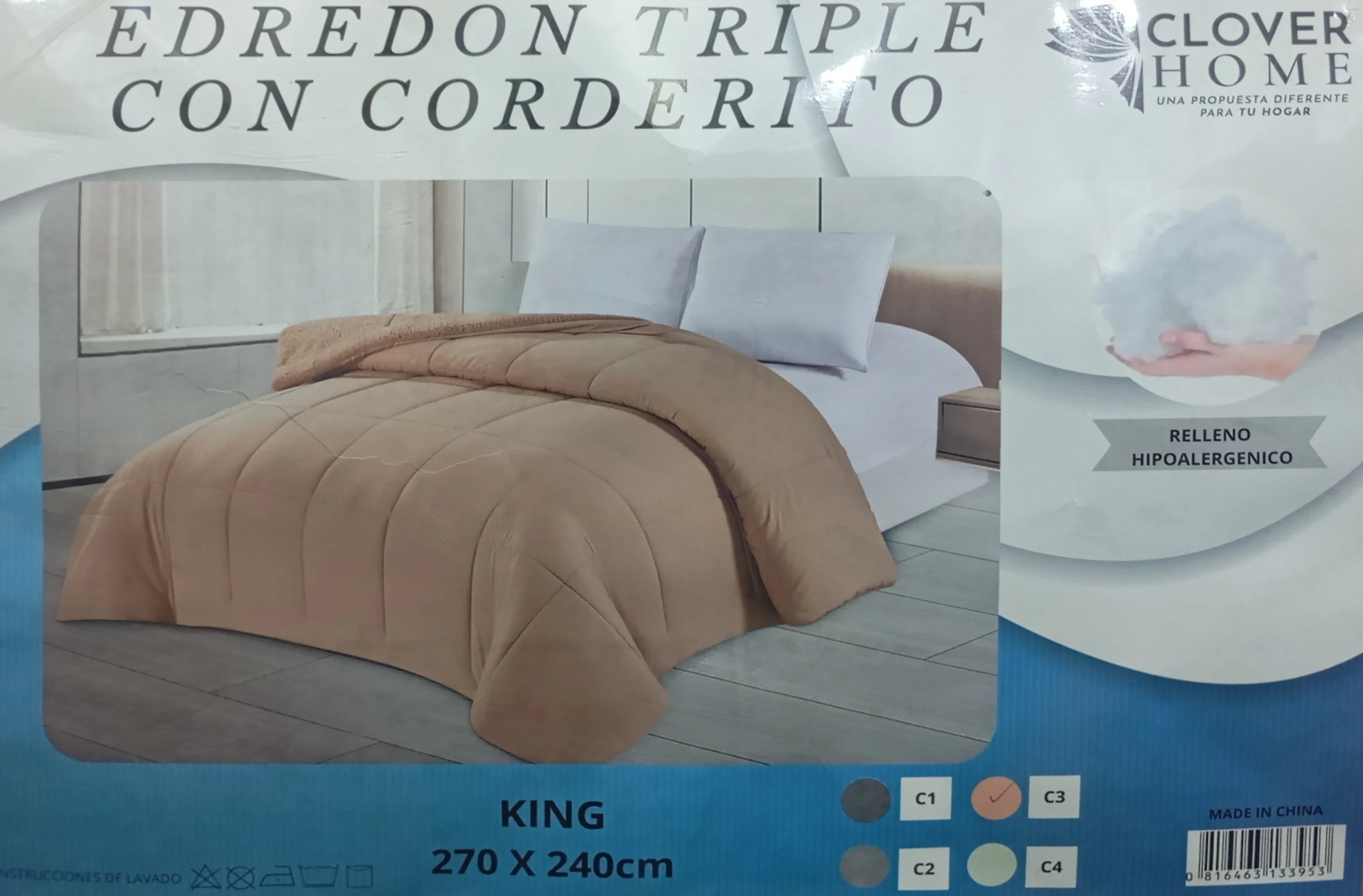 ACOLCHADO EDREDON CON CORDERITO CLAVER HOME 2 1/2 KING 