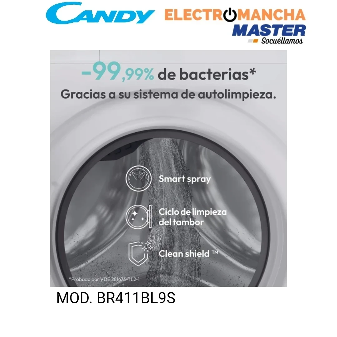 LAVADORA CANDY BR411BL9S 11 KILOS 1400 RPM CLASE A-30% 6