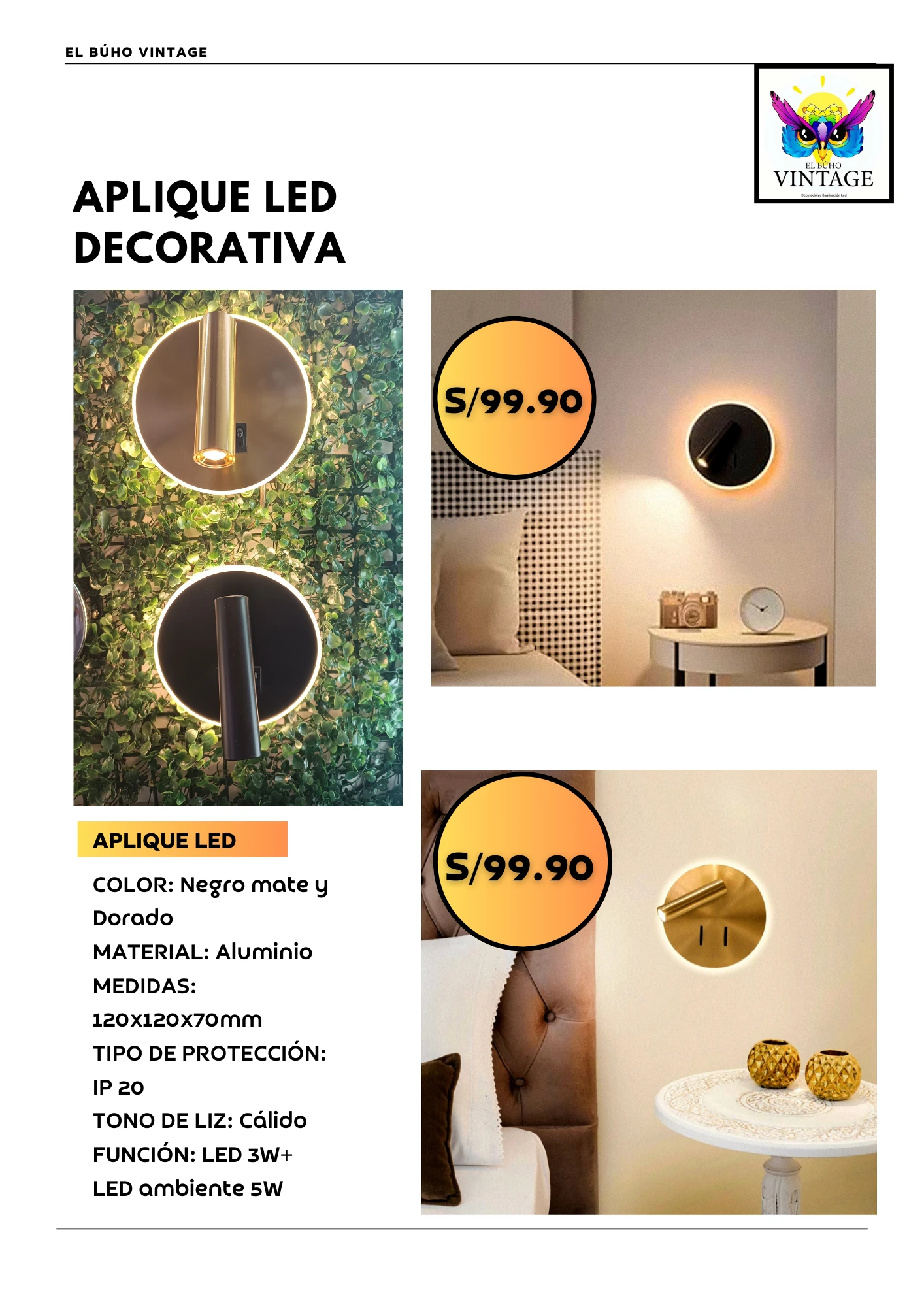 Aplique LED decorativa para Paredes 2