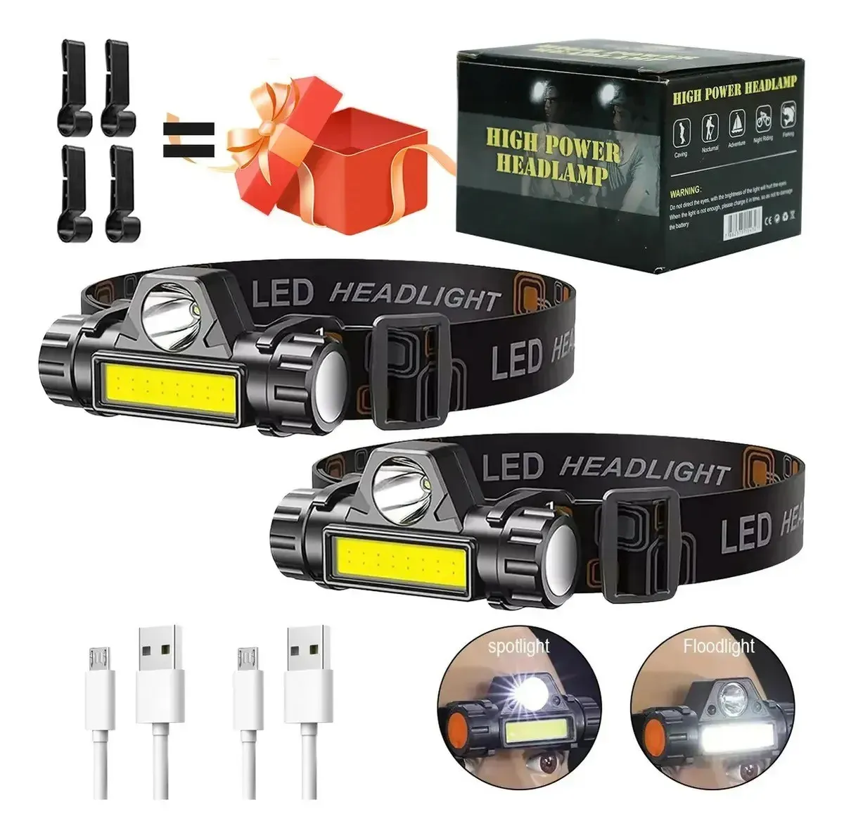 LAMPARA LED DE CABEZA RECARGABLE C/2 PZS 2