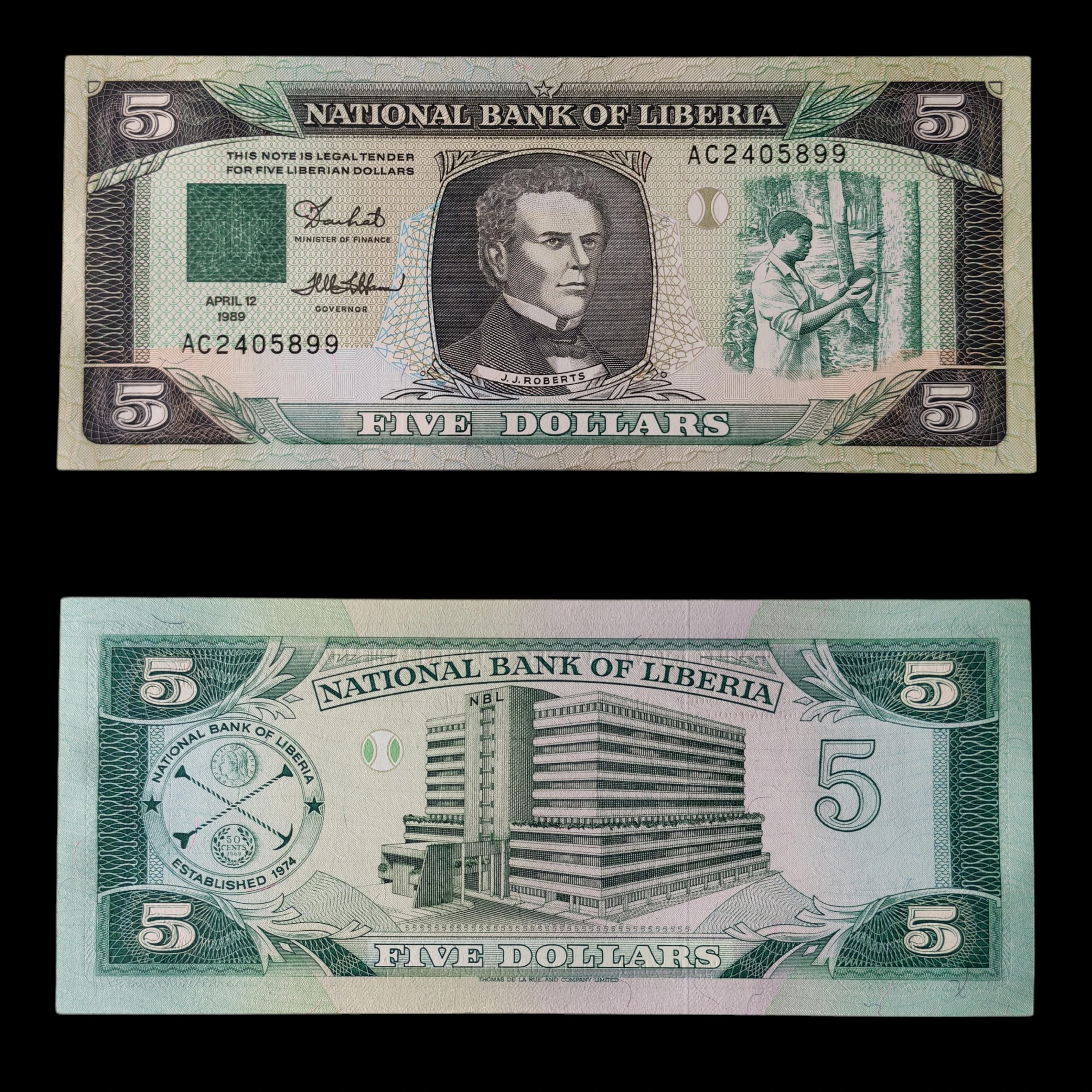 ° Liberia 5 dolares UNC