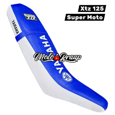 TP XTZ 125 Forro Tapizado super moto azul / blanco letrero en medio DW