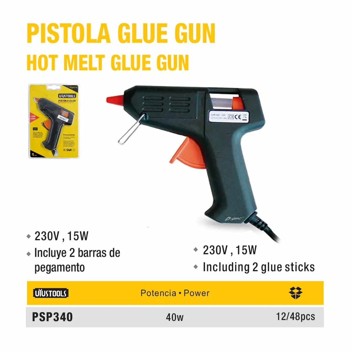 PISTOLA GLUE SILICONA UYUST 40W