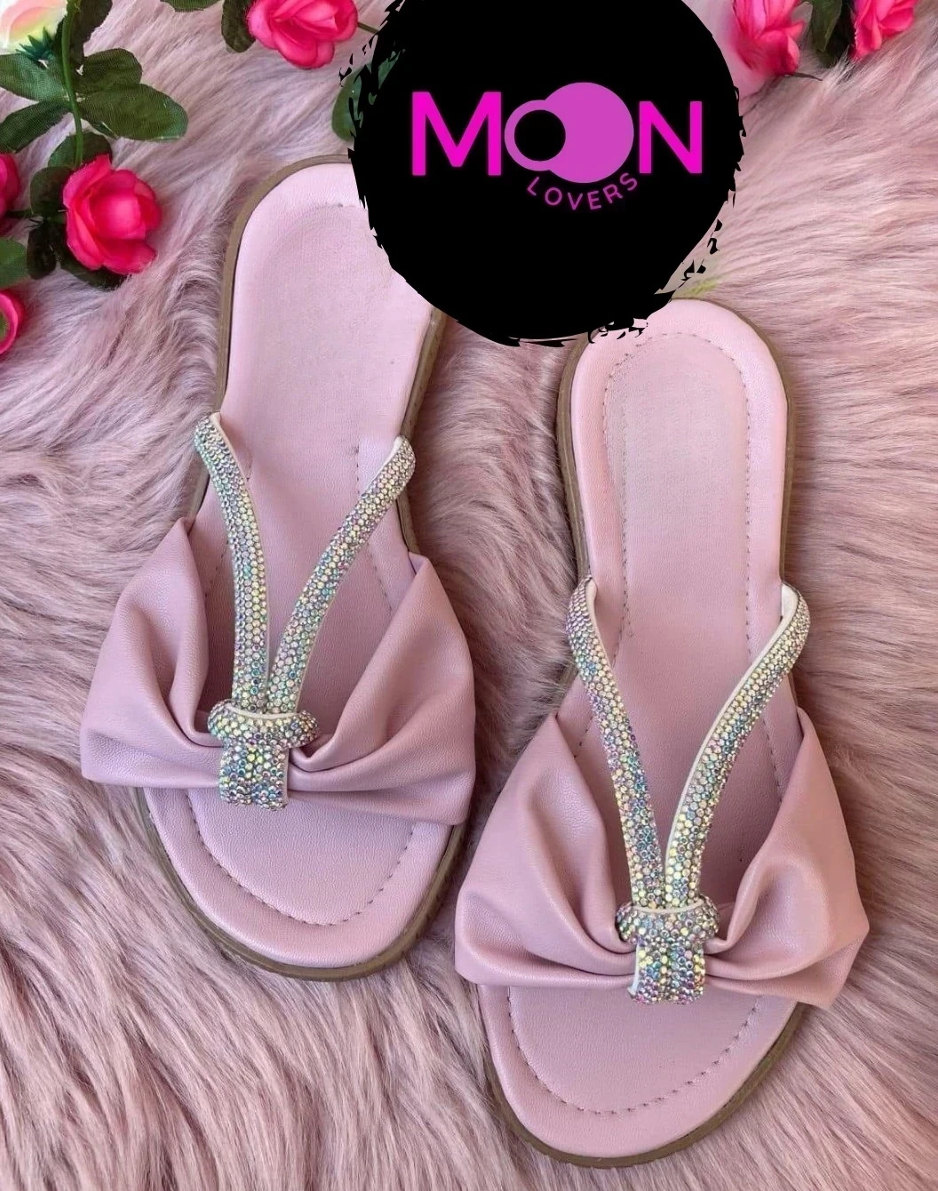 Mod.834 Sandalia cozumel moño rosa brillos