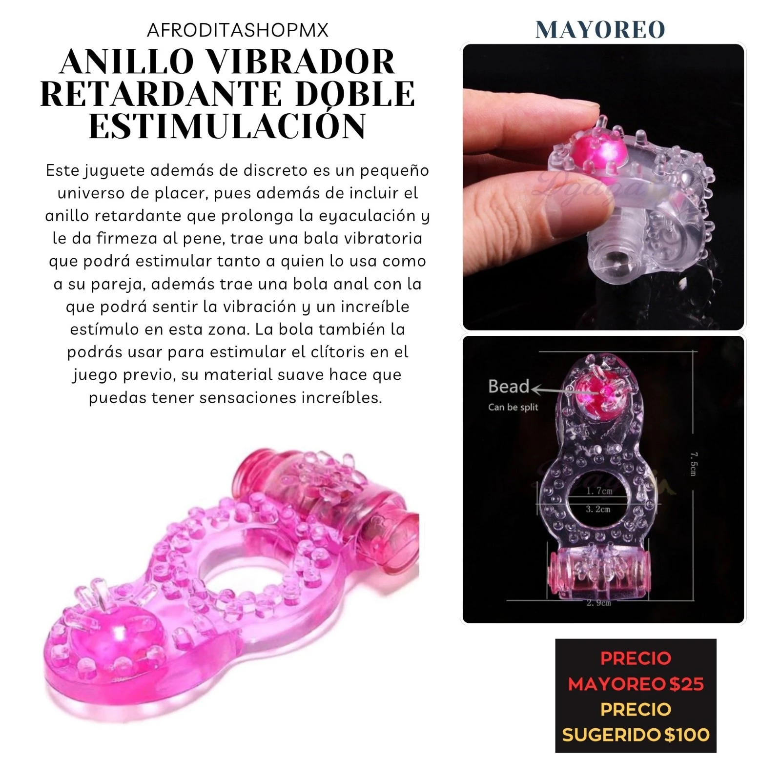 Anillo Vibrador Retardante Doble Estimulación