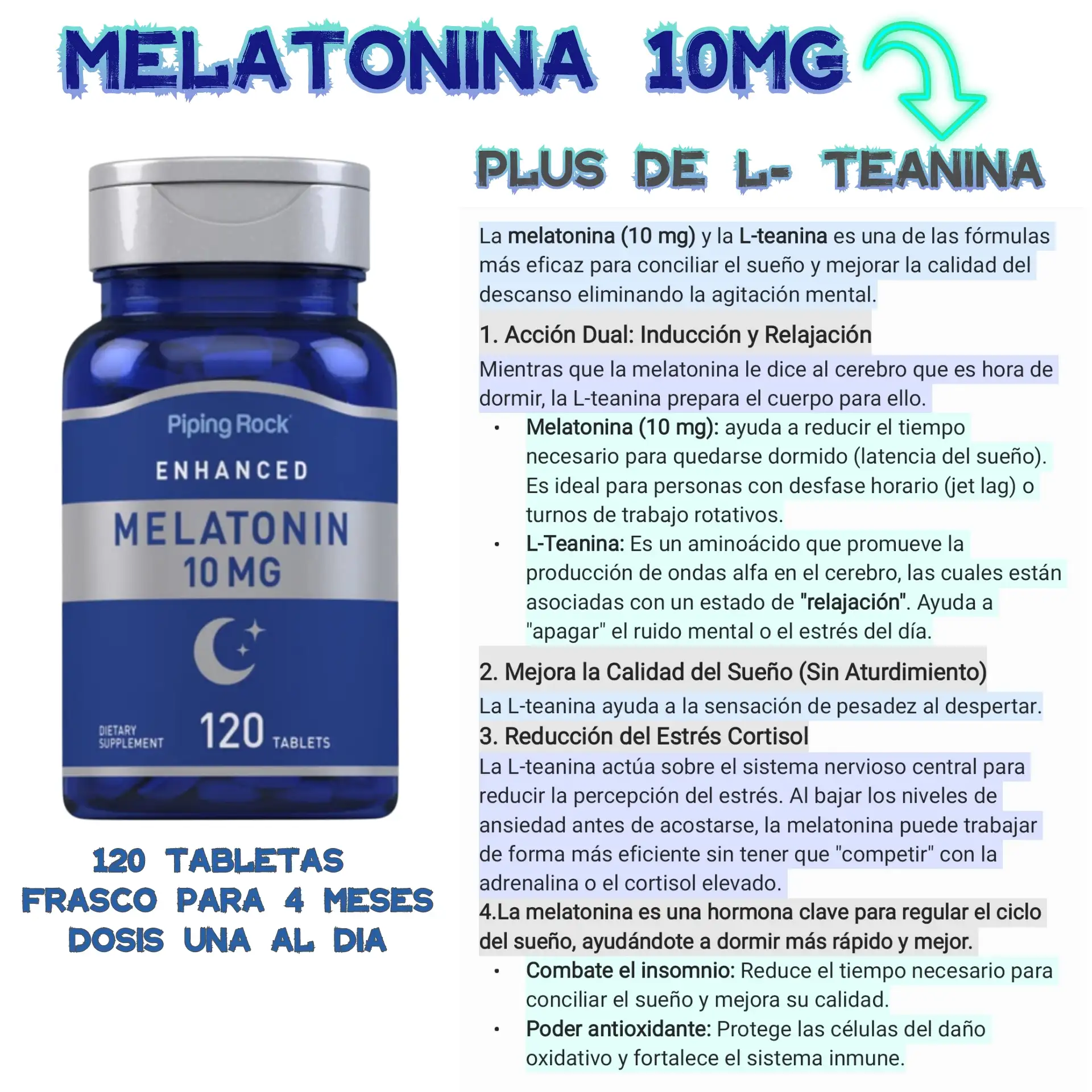 Melatonina 10mg plus de L-teanina  3