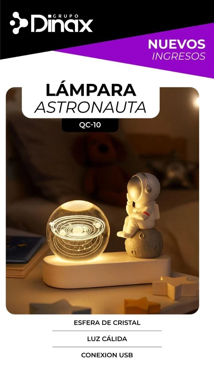 LÁMPARA ASTRONAUTA C/ESFERA ESPACIO 