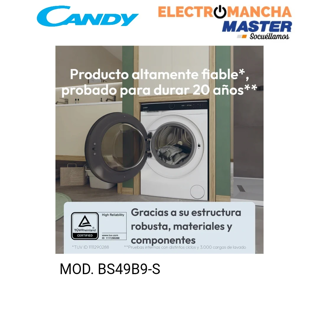 LAVADORA CANDY BS49B9-S 9 KILOS 1400 RPM CLASE A-30% 6