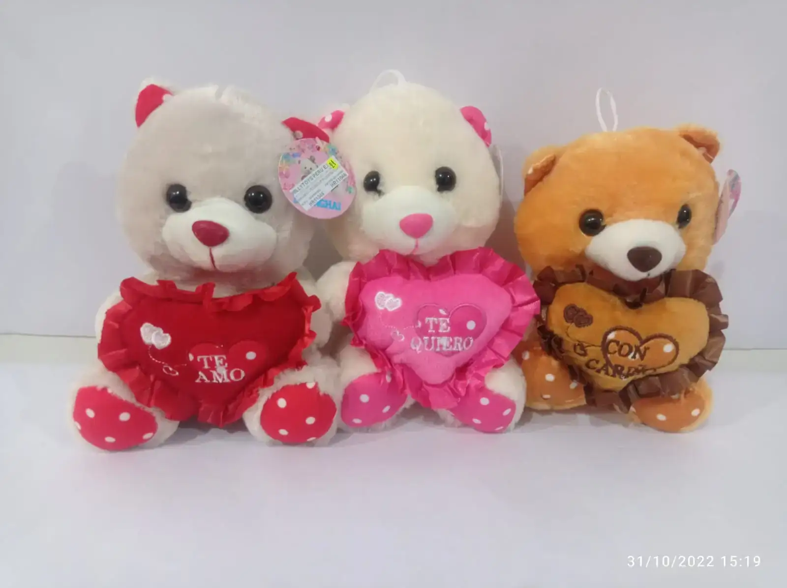 Oso con corazón bordado blonda ch