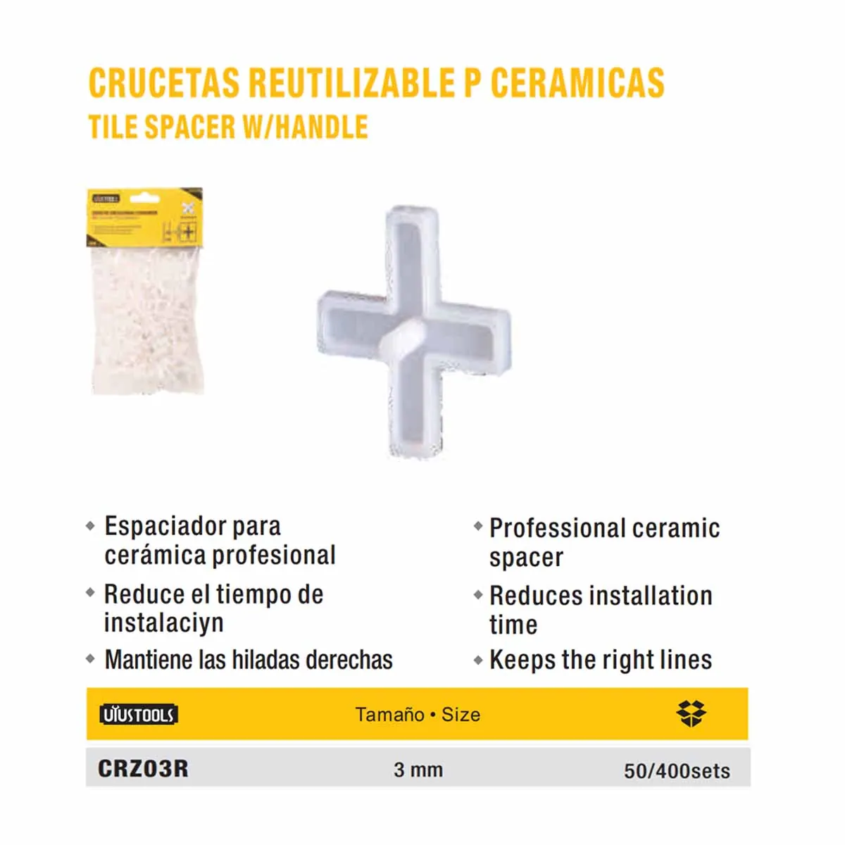 CRUCETA P/Ceramica UYUST (200pz/set) 3mm