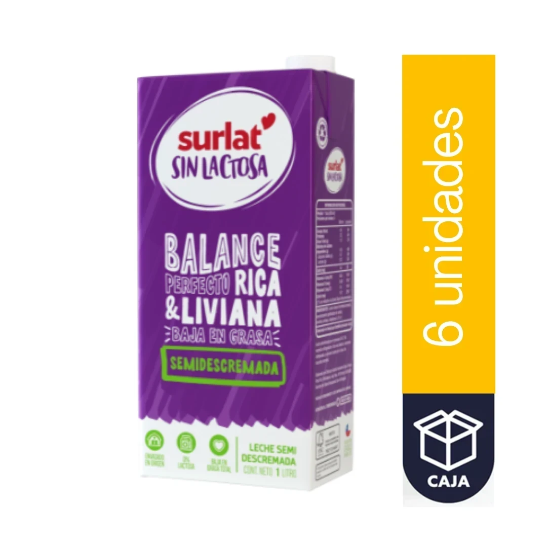 LECHE SURLAT SEMIDESCREMADA S/LACTOSA 6X1L