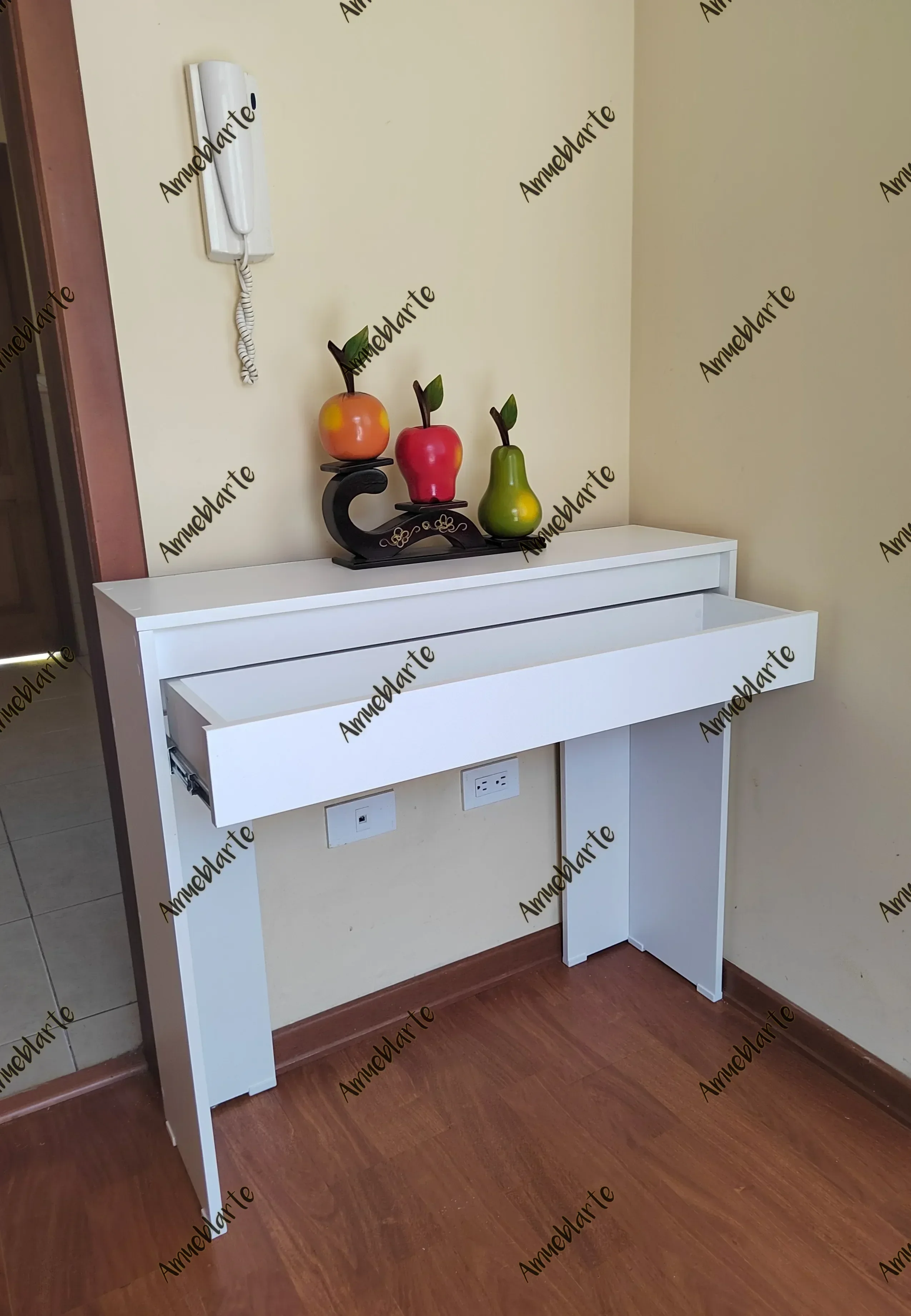 Recibidor blanco con cajón  8