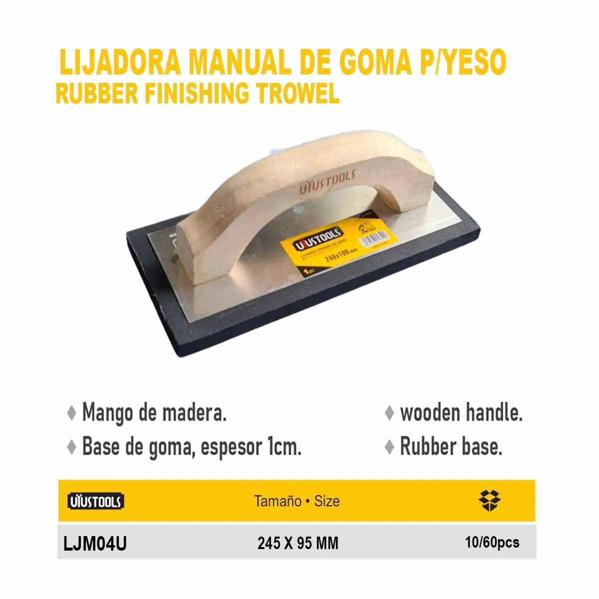 LIJADORA MANUAL UYUST GOMA P/YESO 245 X 95 MM