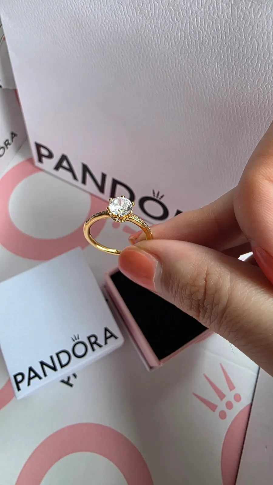 Pandora crown shine gold plated 14k ring 3