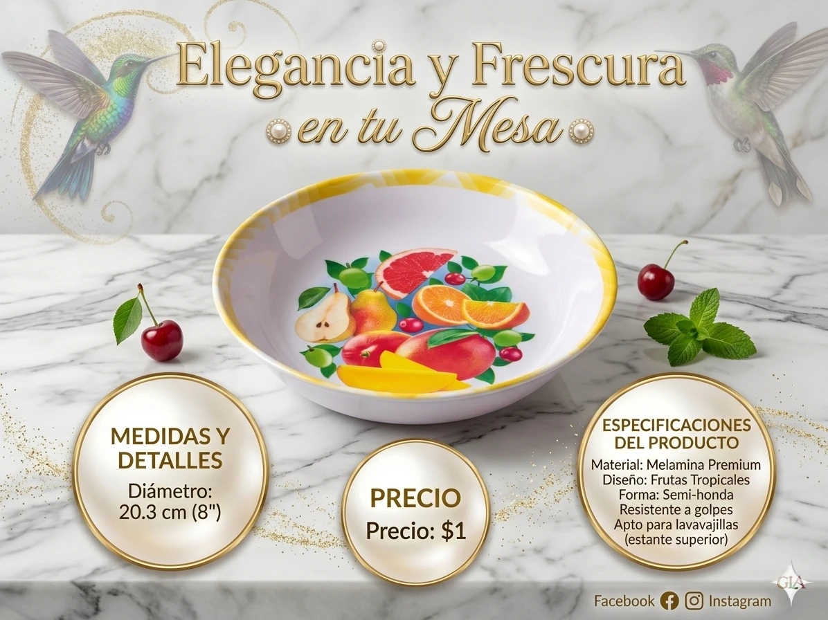 Plato semi-hondo de melamina 
