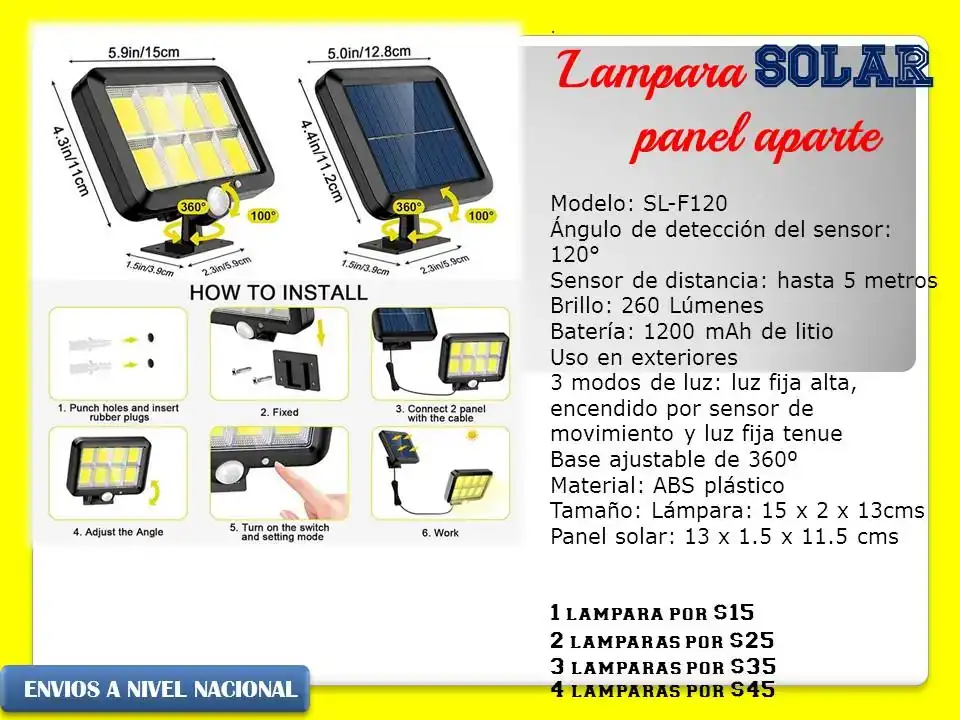 Lámpara solar con panel aparte  3