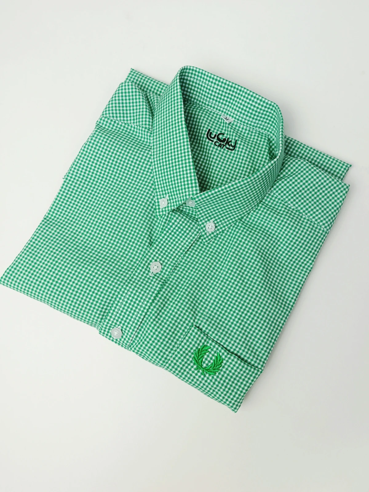 Camisa cuadros verdes manga corta