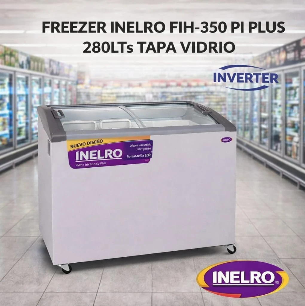 Freezer Inelro 350pi Plus 279lts Tapa De Vidrio Color Blanco
