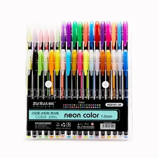 Estuche de bolígrafos neon de gel con 36 tintas 2