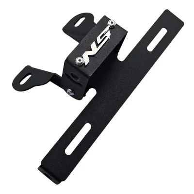 NS 150 / NS 160 / NS 200 / Fender porta placa acero negro logo 3d cromado ML