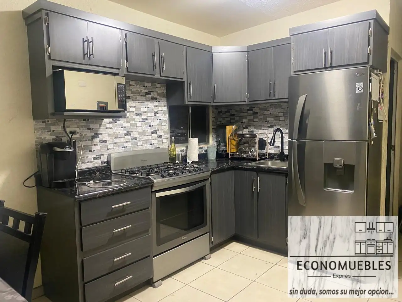 Cocina gris doble esquinero 