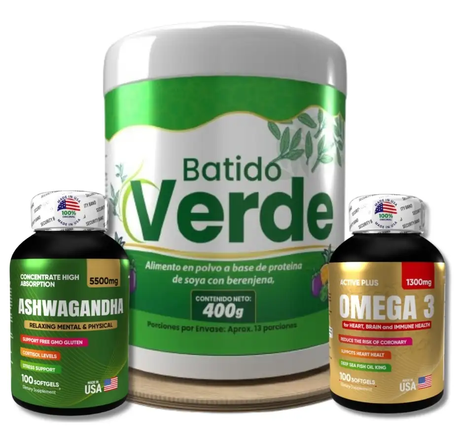 Super Combo Batido verde + aswagandha + omega 3