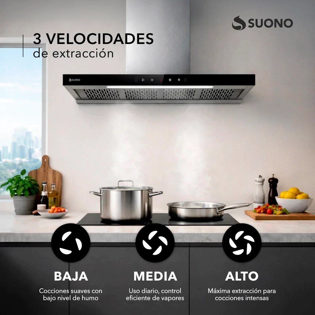 Campana Suono Extractora Luz Led 60cm 200W Silver 5