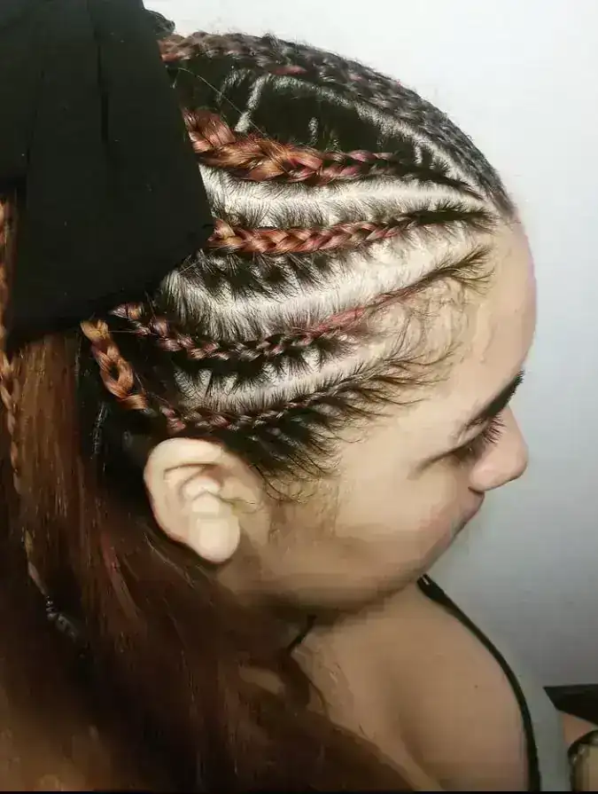 Medio recogido de trenzas cosidas 