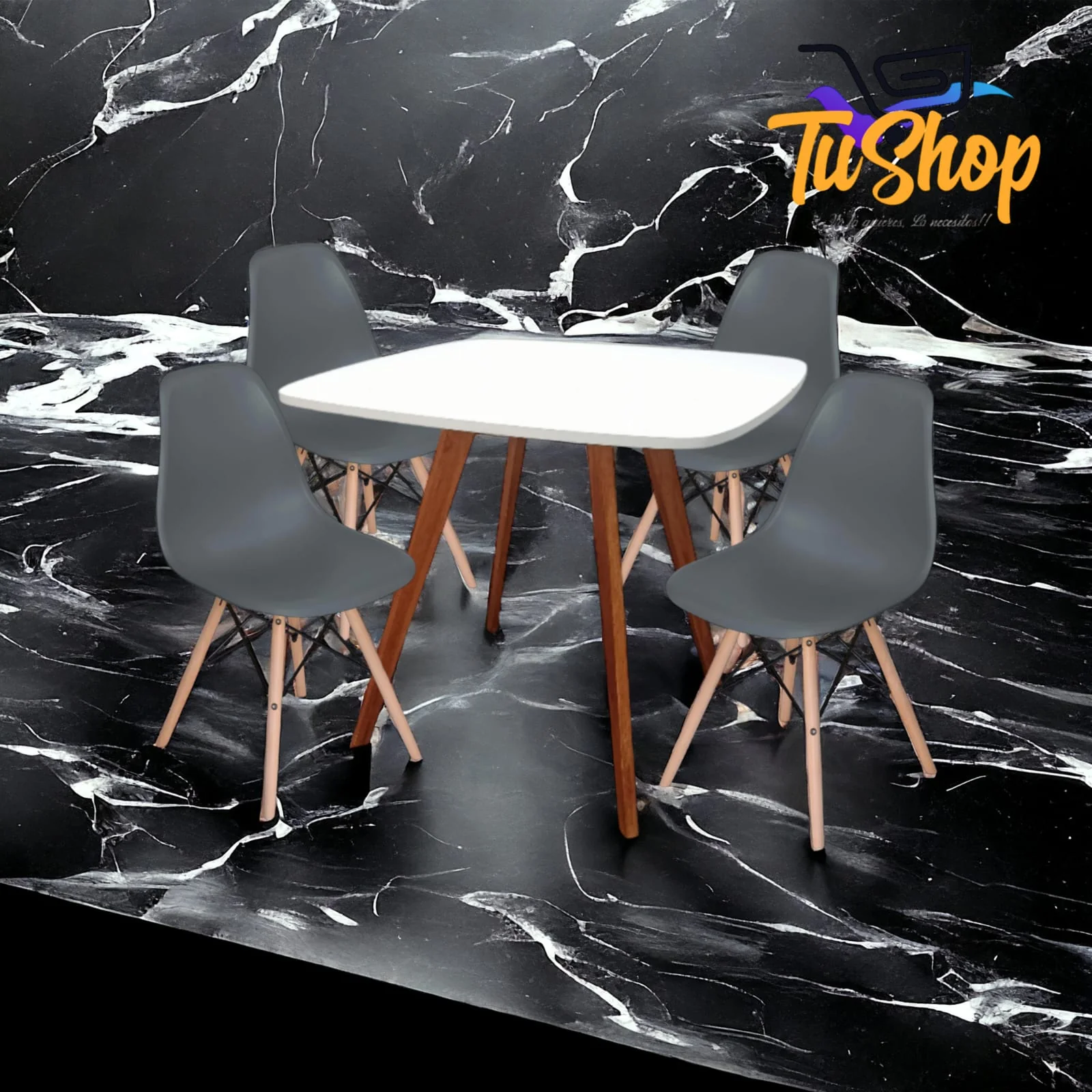 Juego Comedor Nordico Sillas GRIS  3