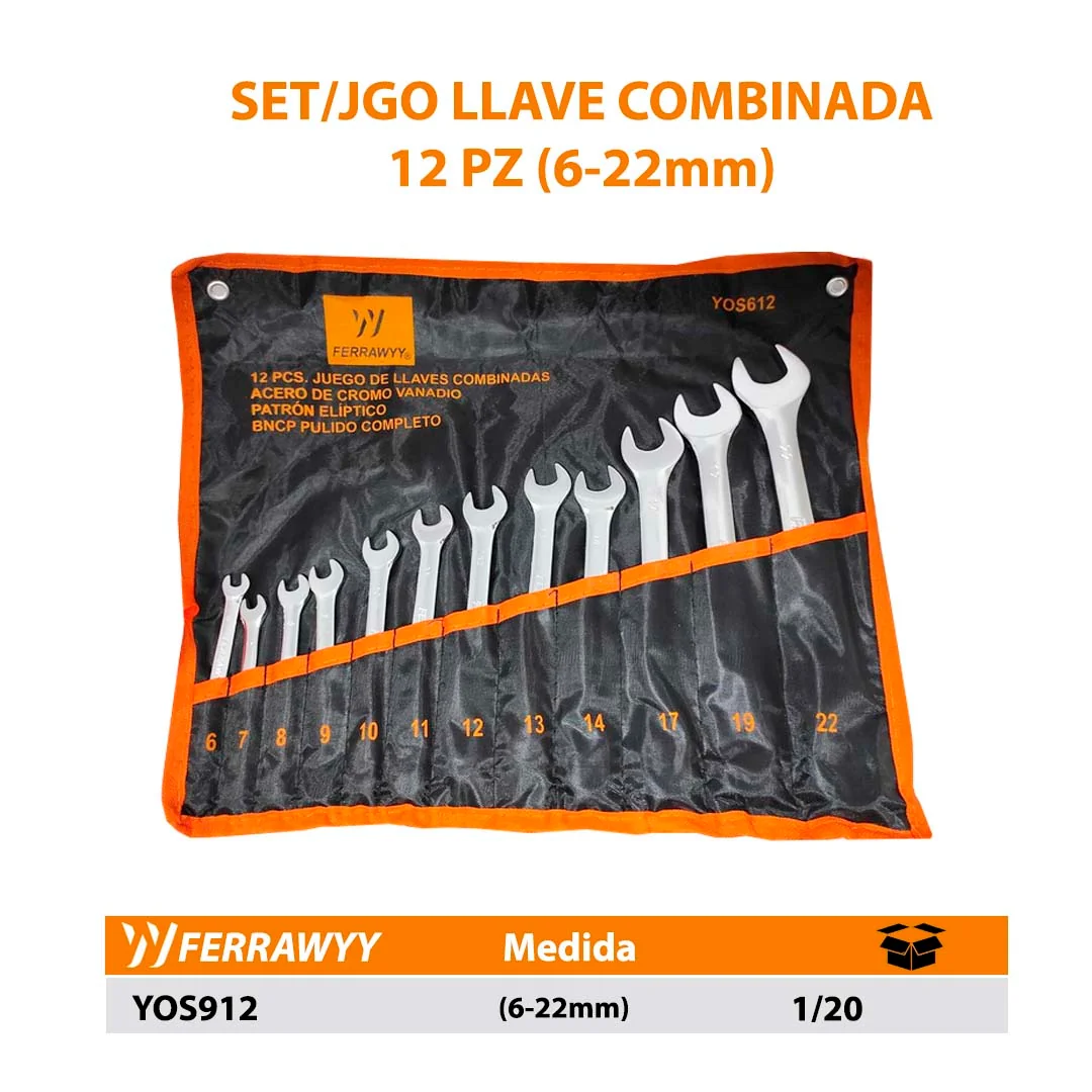 SET/JGO LLAVE COMBINADA FWY 12 PZ (6-22mm)