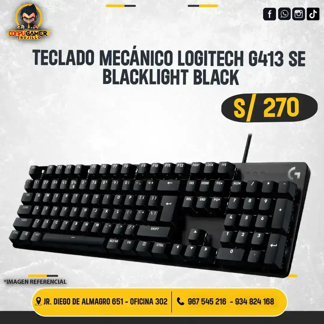 TECLADO MECÁNICO LOGITECH G413 SE LIGHT BLACK
