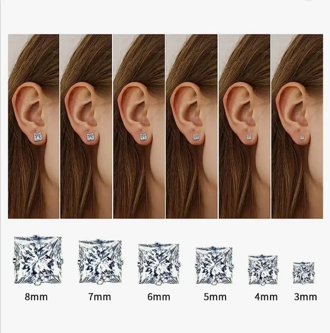 Pendientes Unisex Diamante Cuadrado  3