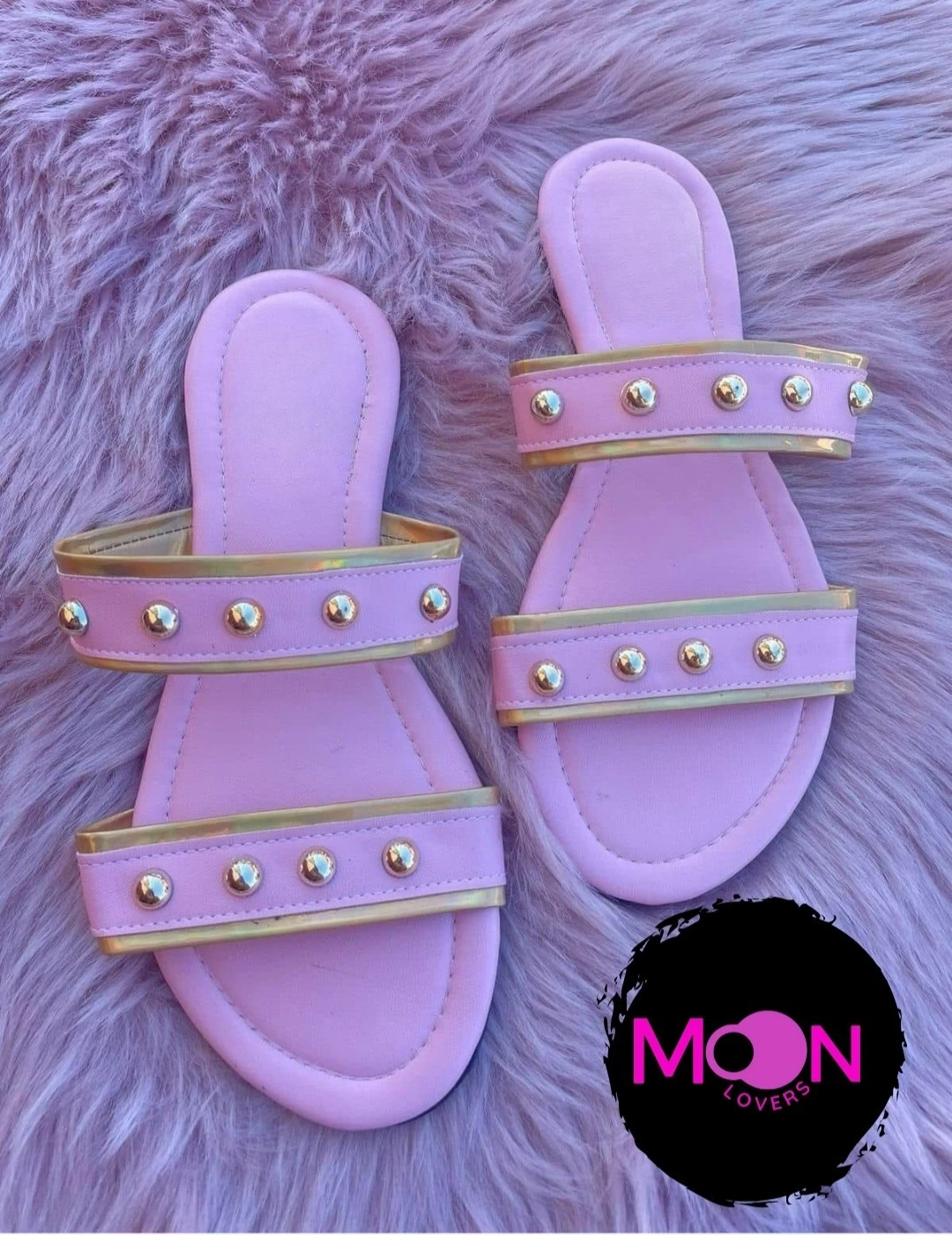 Mod.1046 Mayoreo Sandalia Dama Rosa/estoperoles Oro