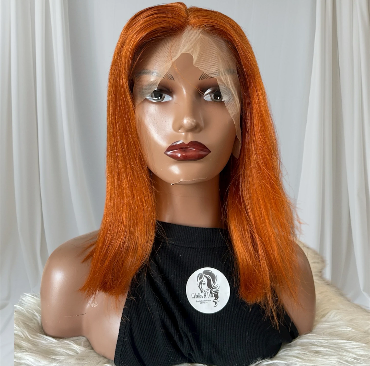  Peluca Bob cabello humano con encaje frontal de 13 x 4 de jengibre #350 4