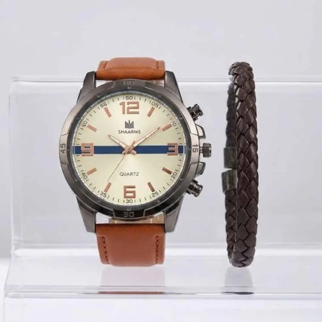 Reloj y Pulsera Leather Brown