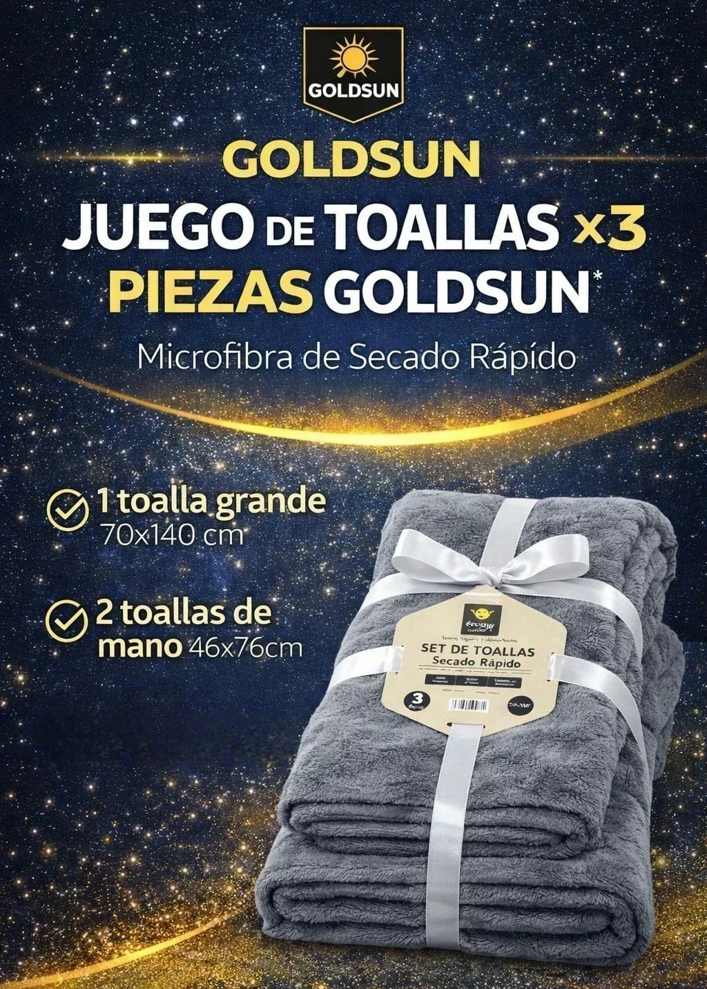 SET DE TOALLAS 3 PIEZAS - Varios colores