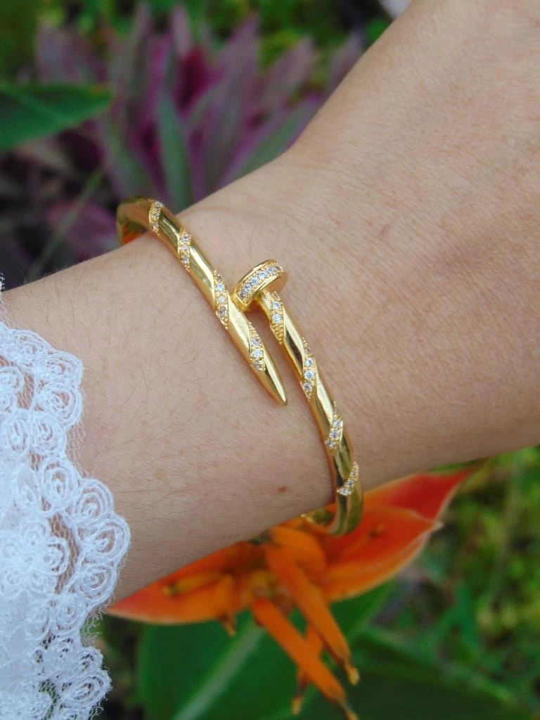 PULSERA + ANILLO RODIO DOR CLAVO MICROCIRCONES 3