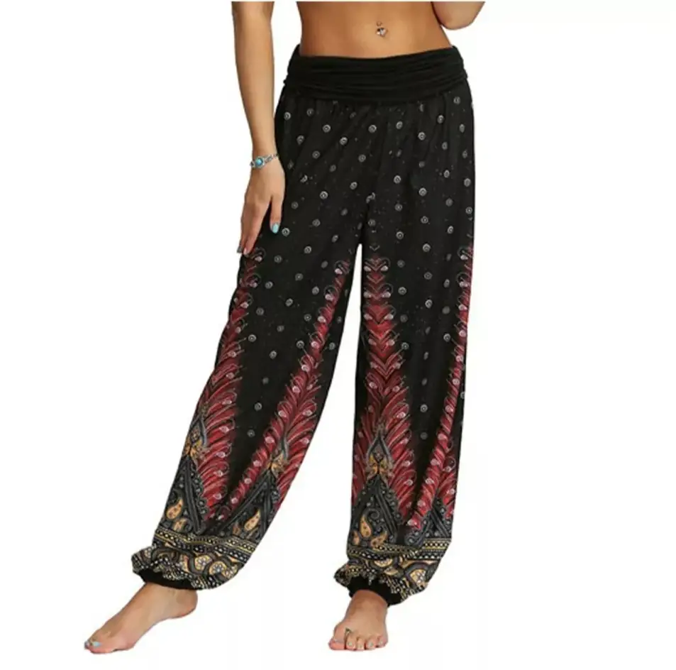 Pantalones Harem negro con rojo