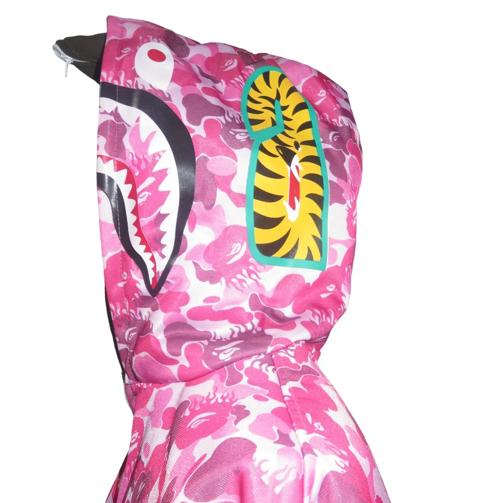 Chamarra doble gorro shark rosa moteada 10