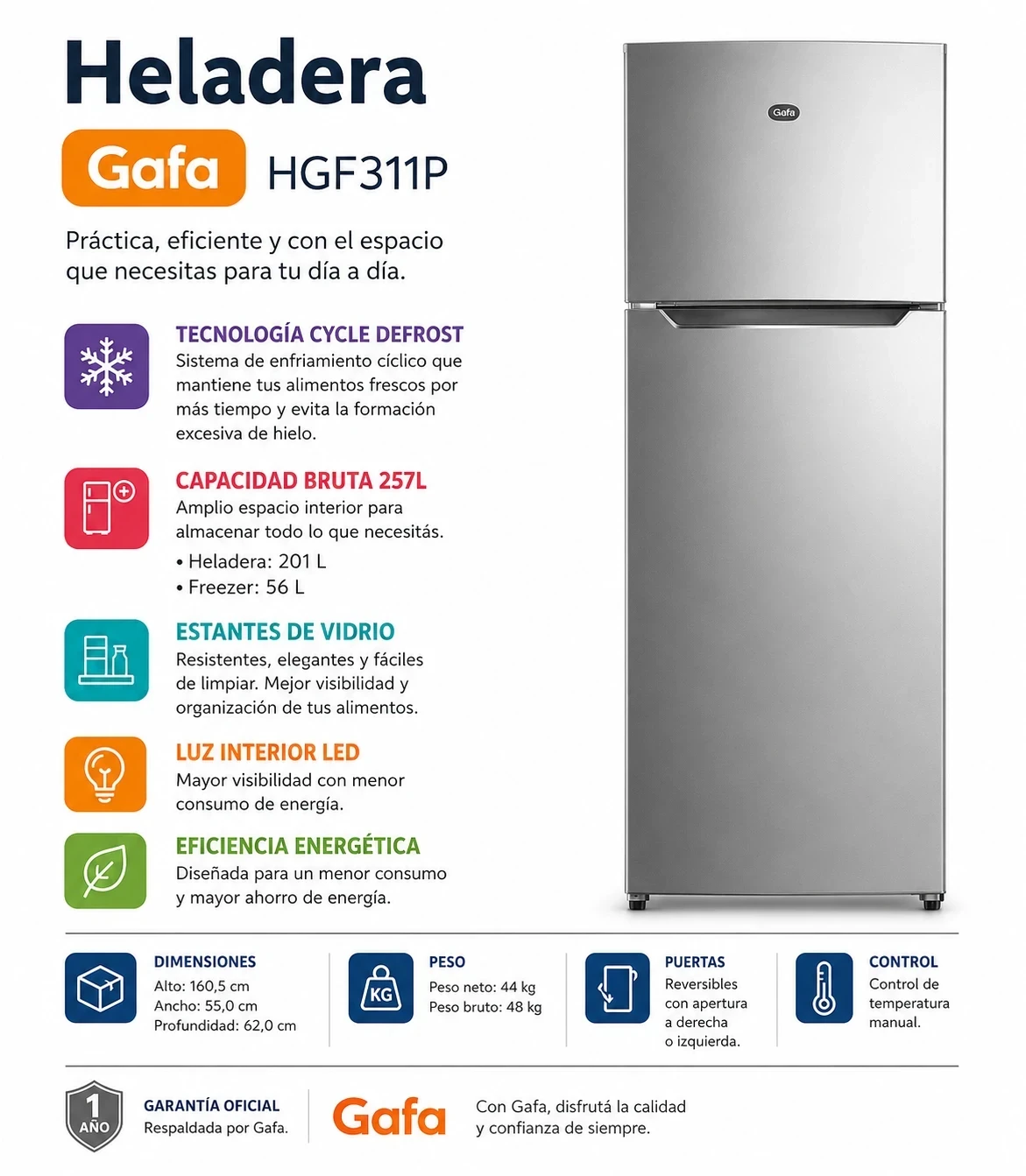 HELADERA GAFA 319L SILVER