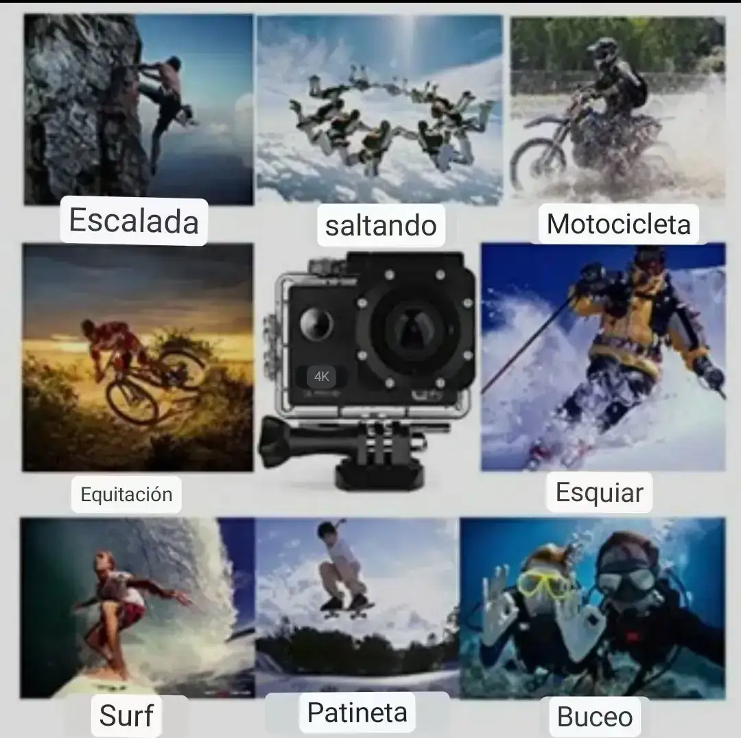 Cámara Go Pro 4 K con control remoto sensorial 4