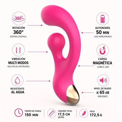Vibrador Punto G Aura One Con Rotación 360° Y Carga Magnética 17,5 Cm 3