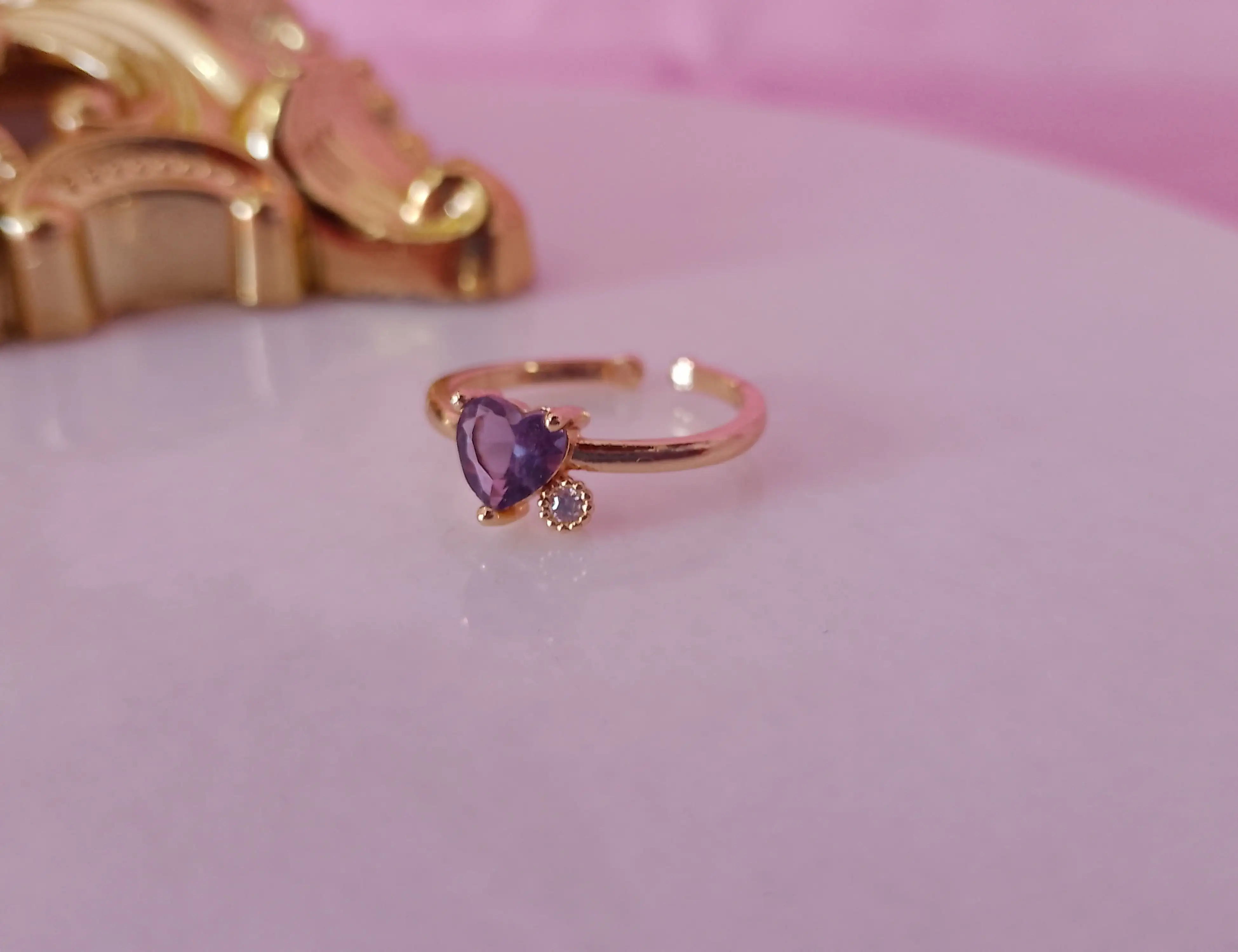 Anillo corazón morado  2