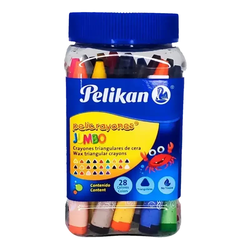 Crayolas pelikan con 28 colores jumbo bote  2