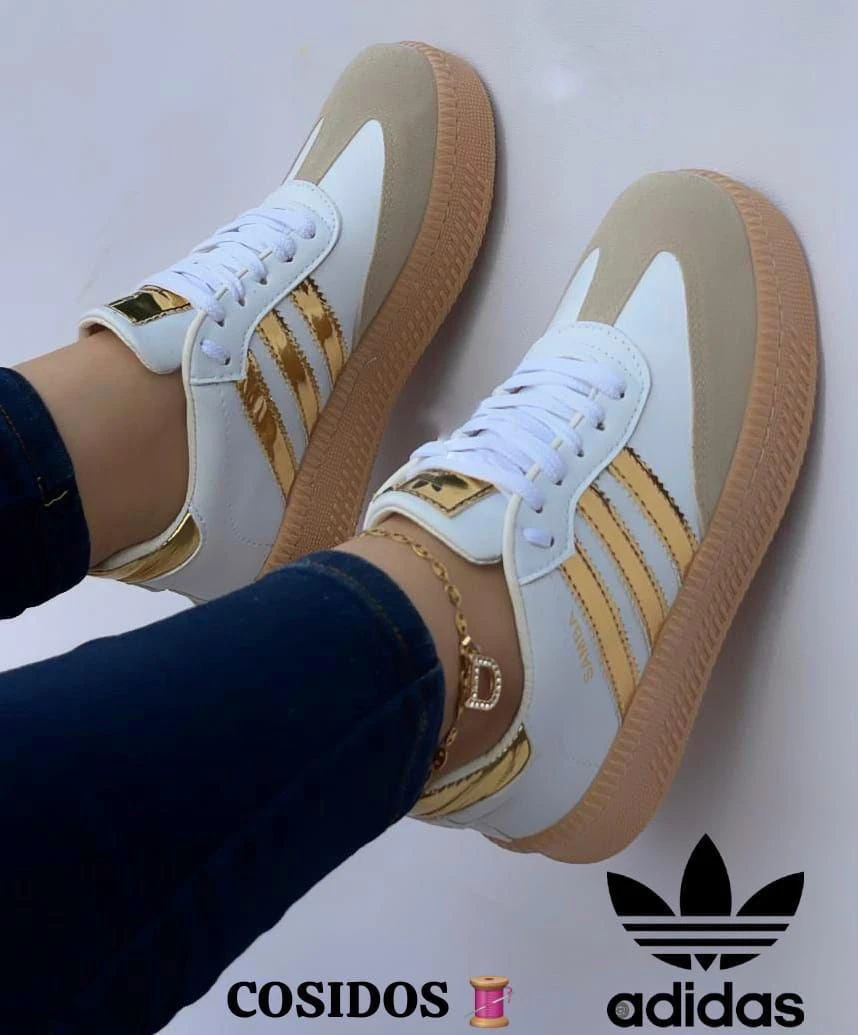 Tenis Dama Negro Dorado  2