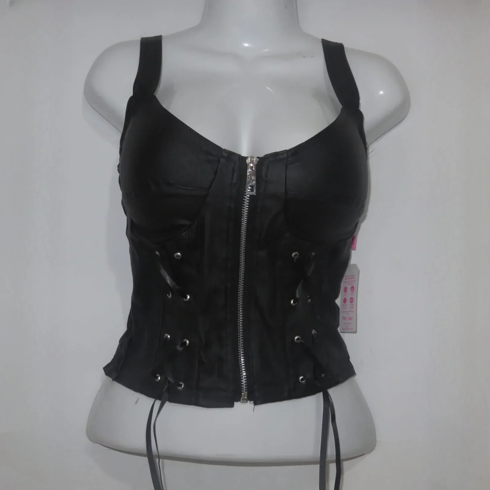 Corset negro con cierre  y liston