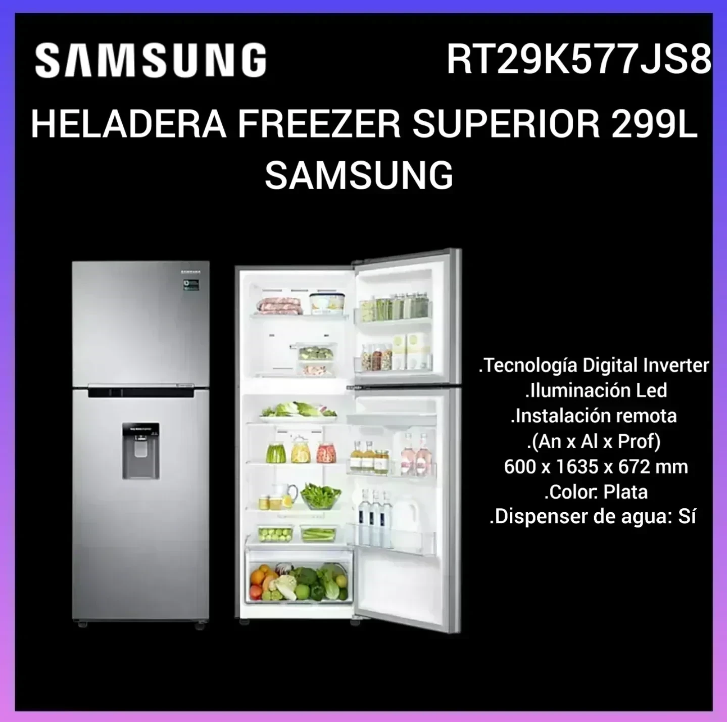 Heladera Samsung Rt29 dispenser silver